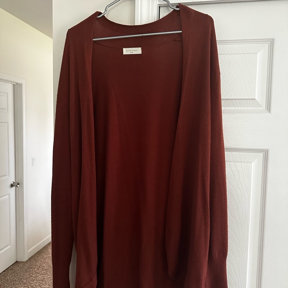 Sophie Rue Rust-Colored Open Front Cardigan - Picture 2 of 3